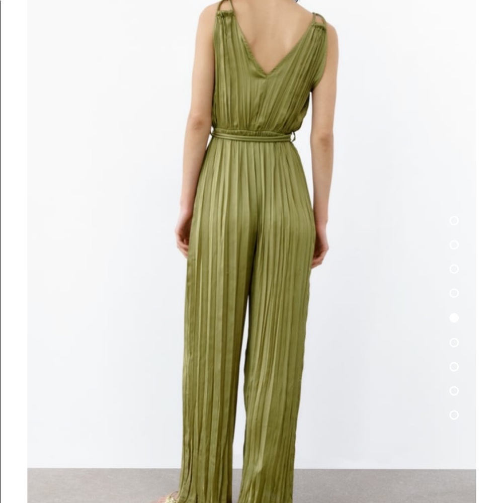 Zara Olive Green Pleated Jumpsuit